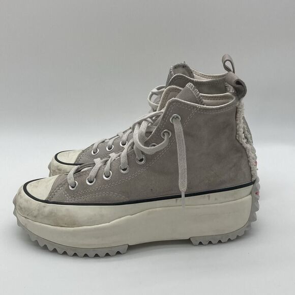 Womens Size 9.5 Converse Run Star Hike Hi Sherpa Trim Gray Suede Sneakers Shoes - Picture 4 of 9